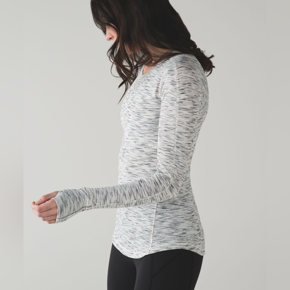 Lululemon 5 Mile Long Sleeve - Tiger Space Dye Black White - Picture 2 of 5